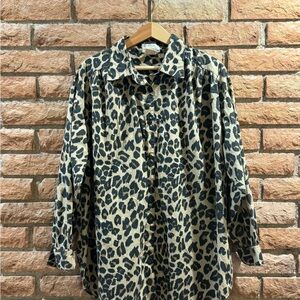 Vintage Tops Roaman's Leopard Print Button-Up Blouse